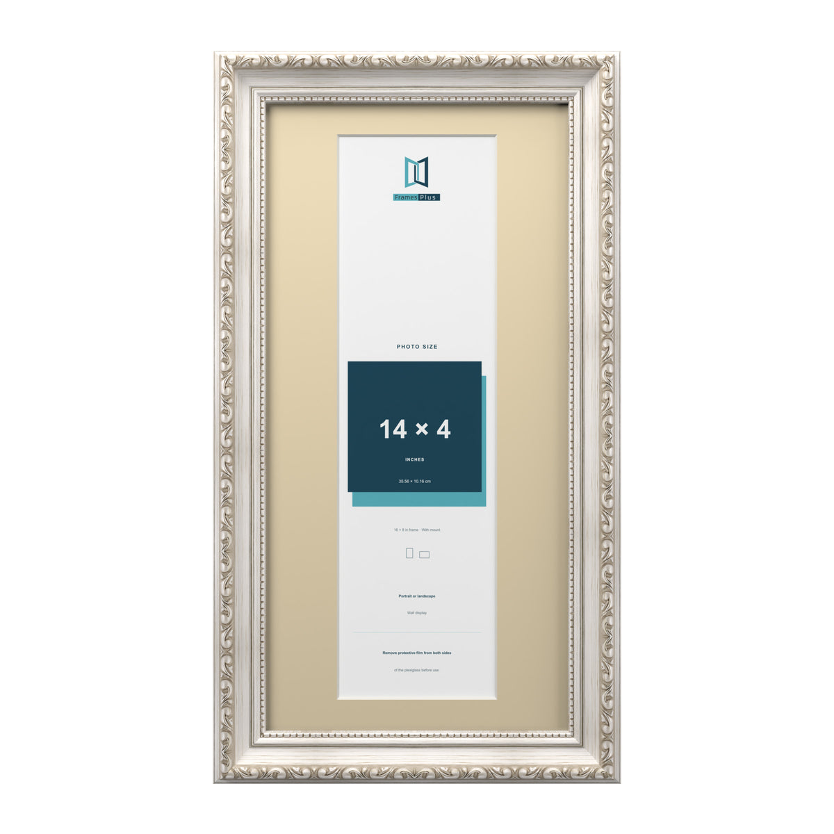 Louis Range Silver Picture, Photo & Poster Frame with Ivory Mount - 16x8" Frame for 14x4" Photo, Silver