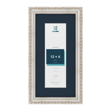 Louis Range Silver Picture, Photo & Poster Frame with Pacific Blue Mount - 16x8" Frame for 12x4" Photo, Silver