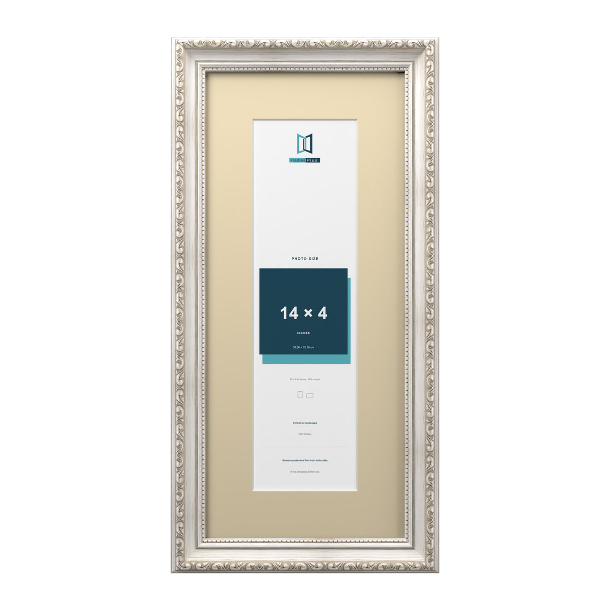 Louis Range Silver Picture, Photo & Poster Frame with Ivory Mount - 18x8" Frame for 14x4" Photo, Silver