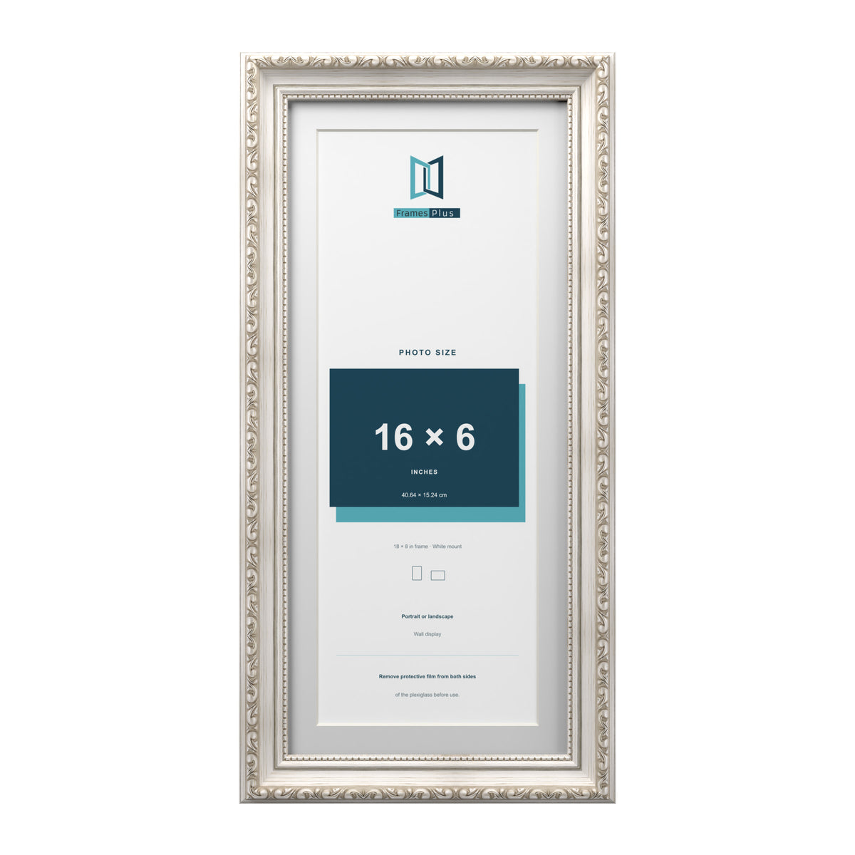 Louis Range Silver Picture, Photo & Poster Frame with White Mount - 18x8" Frame for 16x6" Photo, Silver