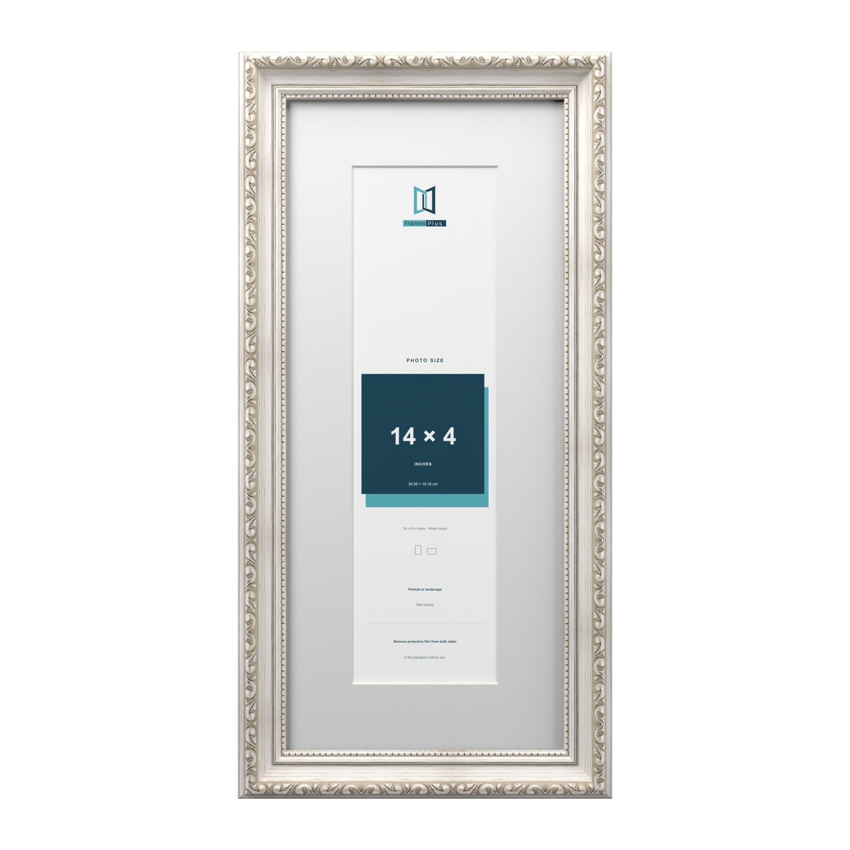 Louis Range Silver Picture, Photo & Poster Frame with White Mount - 18x8" Frame for 14x4" Photo, Silver