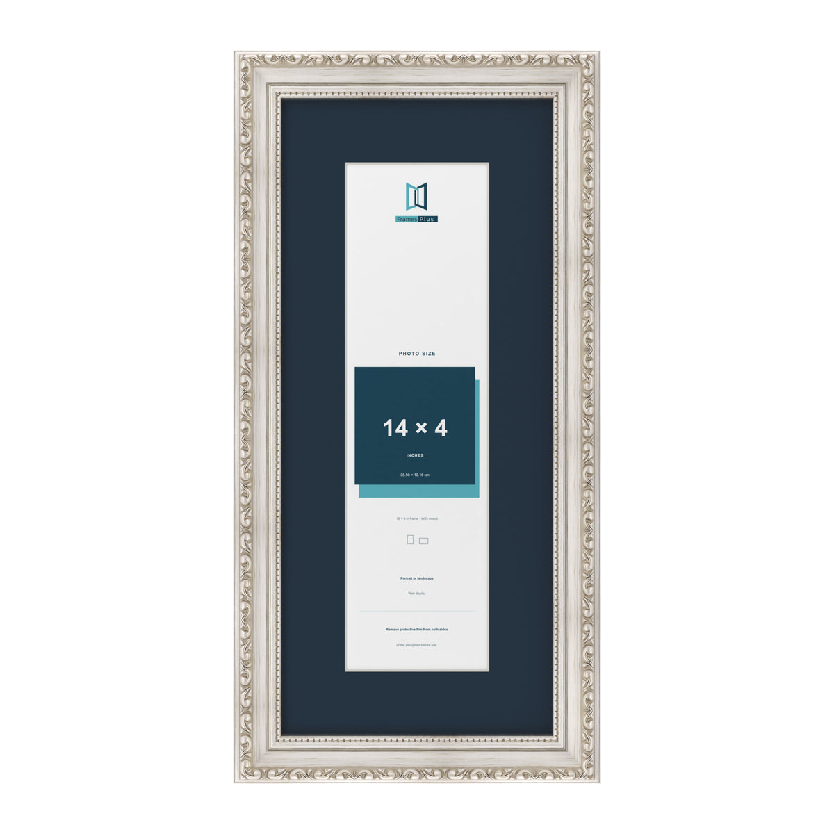 Louis Range Silver Picture, Photo & Poster Frame with Pacific Blue Mount - 18x8" Frame for 14x4" Photo, Silver