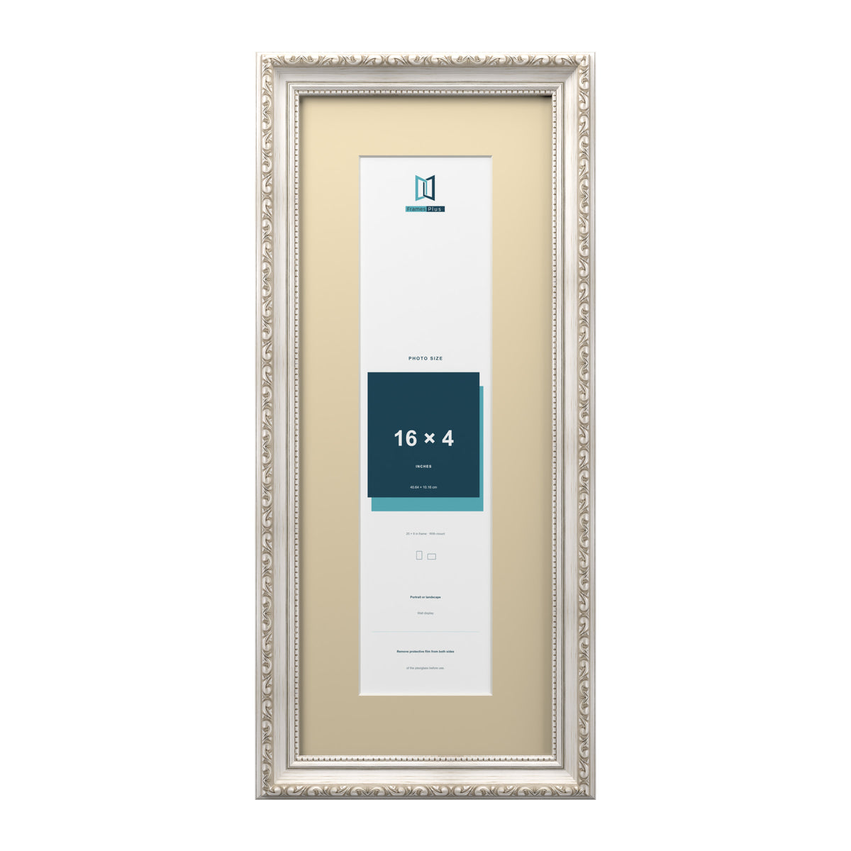 Louis Range Silver Picture, Photo & Poster Frame with Ivory Mount - 20x8" Frame for 16x4" Photo, Silver