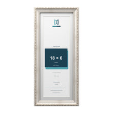 Louis Range Silver Picture, Photo & Poster Frame with White Mount - 20x8" Frame for 18x6" Photo, Silver