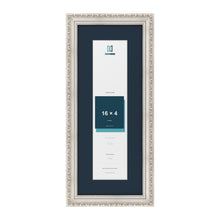 Louis Range Silver Picture, Photo & Poster Frame with Pacific Blue Mount - 20x8" Frame for 16x4" Photo, Silver