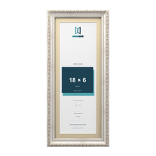 Louis Range Silver Picture, Photo & Poster Frame with Ivory Mount - 20x8" Frame for 18x6" Photo, Silver