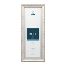 Louis Range Silver Picture, Photo & Poster Frame with White Mount - 22x8" Frame for 20x6" Photo, Silver