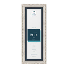 Louis Range Silver Picture, Photo & Poster Frame with Pacific Blue Mount - 22x8" Frame for 20x6" Photo, Silver