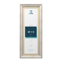 Louis Range Silver Picture, Photo & Poster Frame with Ivory Mount - 22x8" Frame for 20x6" Photo, Silver