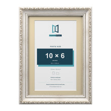 Louis Range Silver Picture, Photo & Poster Frame with Ivory Mount - A4 Frame for 10x6" Photo, Silver
