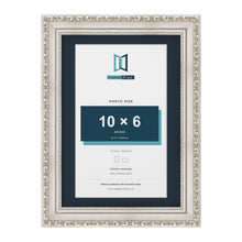 Louis Range Silver Picture, Photo & Poster Frame with Pacific Blue Mount - A4 Frame for 10x6" Photo, Silver