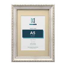 Louis Range Silver Picture, Photo & Poster Frame with Ivory Mount - A4 Frame for A5 Photo, Silver