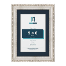Louis Range Silver Picture, Photo & Poster Frame with Pacific Blue Mount - A4 Frame for 9x6" Photo, Silver