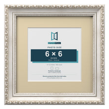 Louis Range Silver Picture, Photo & Poster Frame with Ivory Mount - 9x9" Frame for 6x6" Photo, Silver