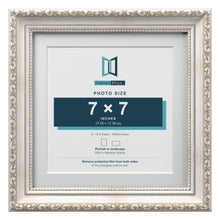 Louis Range Silver Picture, Photo & Poster Frame with White Mount - 9x9" Frame for 7x7" Photo, Silver