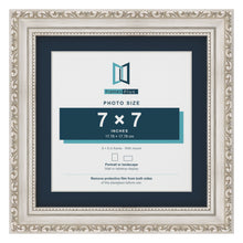 Louis Range Silver Picture, Photo & Poster Frame with Pacific Blue Mount - 9x9" Frame for 7x7" Photo, Silver