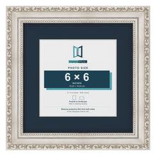 Louis Range Silver Picture, Photo & Poster Frame with Pacific Blue Mount - 9x9" Frame for 6x6" Photo, Silver