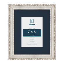 Louis Range Silver Picture, Photo & Poster Frame with Pacific Blue Mount - 11x9" Frame for 7x5" Photo, Silver
