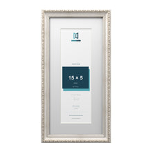 Louis Range Silver Picture, Photo & Poster Frame with White Mount - 19x9" Frame for 15x5" Photo, Silver