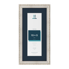 Louis Range Silver Picture, Photo & Poster Frame with Pacific Blue Mount - 19x9" Frame for 15x5" Photo, Silver