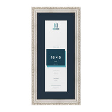 Louis Range Silver Picture, Photo & Poster Frame with Pacific Blue Mount - 20x9" Frame for 16x5" Photo, Silver