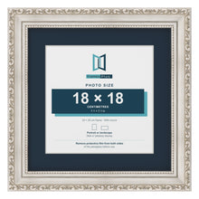 Louis Range Silver Picture, Photo & Poster Frame with Pacific Blue Mount - 25x25cm Frame for 18x18cm Photo, Silver