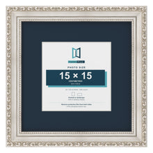 Louis Range Silver Picture, Photo & Poster Frame with Pacific Blue Mount - 25x25cm Frame for 15x15cm Photo, Silver