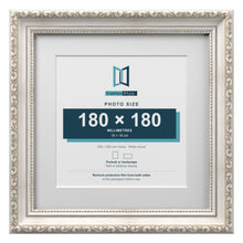 Louis Range Silver Picture, Photo & Poster Frame with White Mount - 25x25cm Frame for 18x18cm Photo, Silver