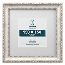 Louis Range Silver Picture, Photo & Poster Frame with White Mount - 25x25cm Frame for 15x15cm Photo, Silver
