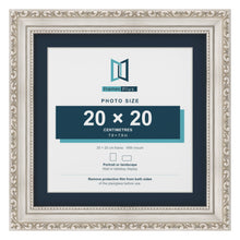Louis Range Silver Picture, Photo & Poster Frame with Pacific Blue Mount - 25x25cm Frame for 20x20cm Photo, Silver