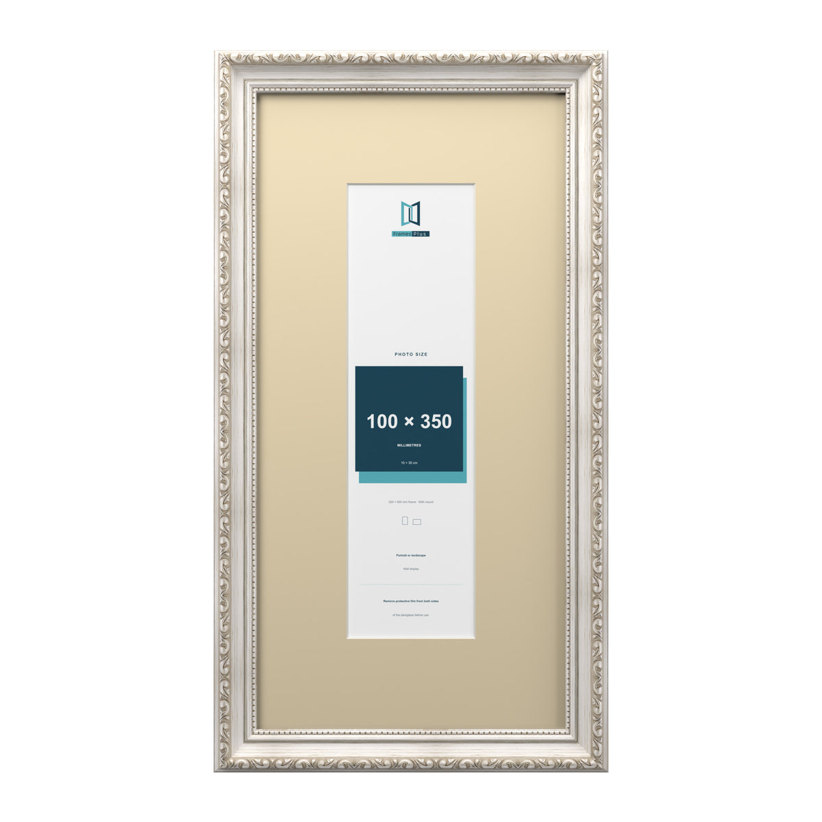 Louis Range Silver Picture, Photo & Poster Frame with Ivory Mount - 50x25cm Frame for 35x10cm Photo, Silver