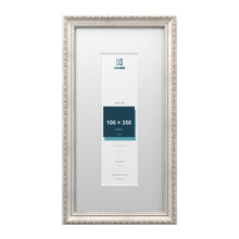 Louis Range Silver Picture, Photo & Poster Frame with White Mount - 50x25cm Frame for 35x10cm Photo, Silver