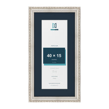 Louis Range Silver Picture, Photo & Poster Frame with Pacific Blue Mount - 50x25cm Frame for 40x15cm Photo, Silver