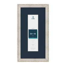 Louis Range Silver Picture, Photo & Poster Frame with Pacific Blue Mount - 50x25cm Frame for 35x10cm Photo, Silver