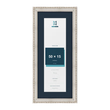 Louis Range Silver Picture, Photo & Poster Frame with Pacific Blue Mount - 60x25cm Frame for 50x15cm Photo, Silver