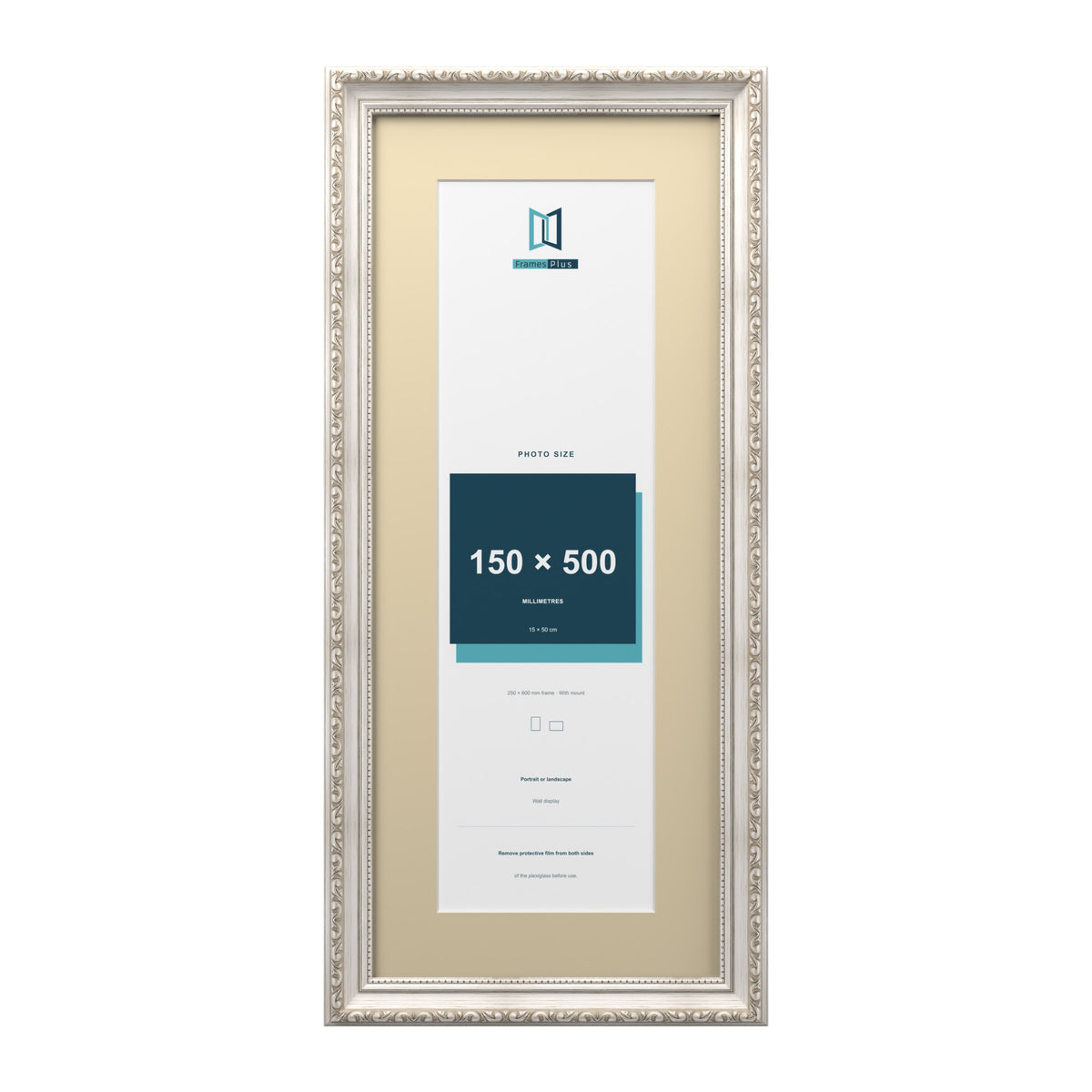 Louis Range Silver Picture, Photo & Poster Frame with Ivory Mount - 60x25cm Frame for 50x15cm Photo, Silver