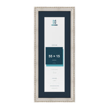 Louis Range Silver Picture, Photo & Poster Frame with Pacific Blue Mount - 65x25cm Frame for 55x15cm Photo, Silver