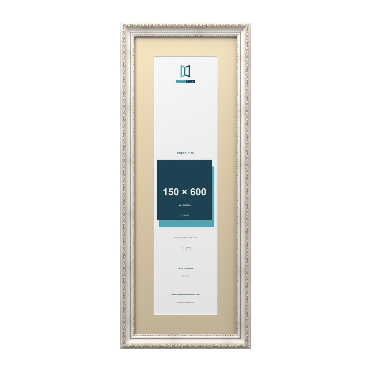 Louis Range Silver Picture, Photo & Poster Frame with Ivory Mount - 70x25cm Frame for 60x15cm Photo, Silver