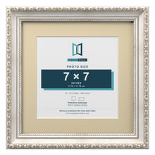 Louis Range Silver Picture, Photo & Poster Frame with Ivory Mount - 10x10" Frame for 7x7" Photo, Silver