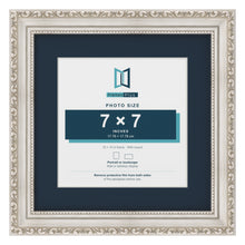 Louis Range Silver Picture, Photo & Poster Frame with Pacific Blue Mount - 10x10" Frame for 7x7" Photo, Silver