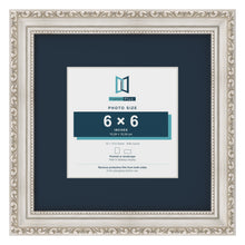 Louis Range Silver Picture, Photo & Poster Frame with Pacific Blue Mount - 10x10" Frame for 6x6" Photo, Silver