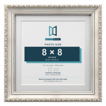 Louis Range Silver Picture, Photo & Poster Frame with White Mount - 10x10" Frame for 8x8" Photo, Silver