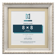 Louis Range Silver Picture, Photo & Poster Frame with Ivory Mount - 10x10" Frame for 8x8" Photo, Silver