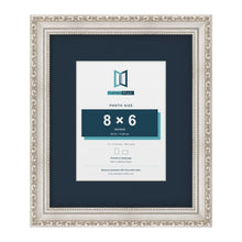 Louis Range Silver Picture, Photo & Poster Frame with Pacific Blue Mount - 12x10" Frame for 8x6" Photo, Silver