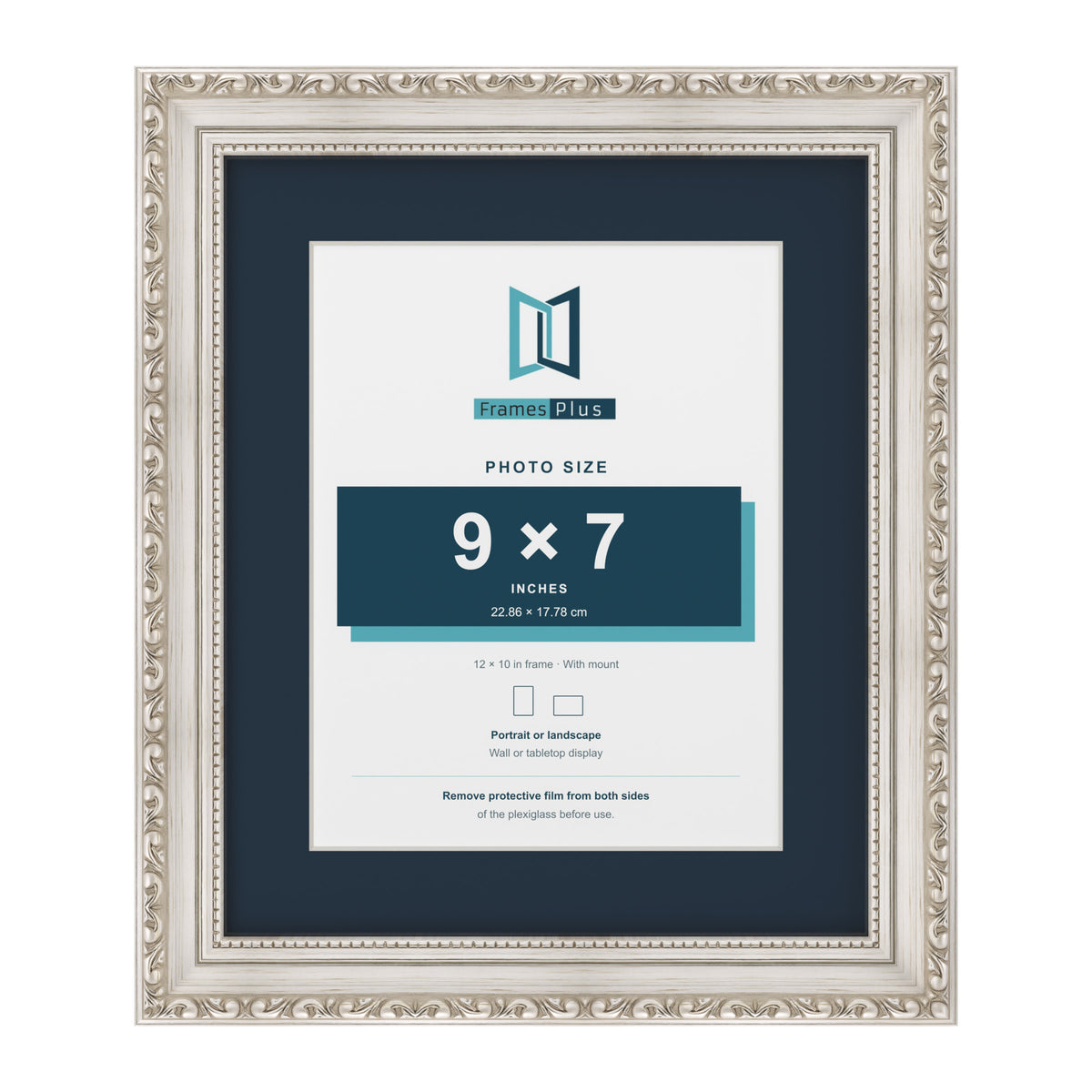 Louis Range Silver Picture, Photo & Poster Frame with Pacific Blue Mount - 12x10" Frame for 9x7" Photo, Silver