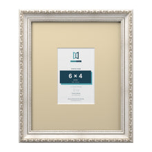 Louis Range Silver Picture, Photo & Poster Frame with Ivory Mount - 12x10" Frame for 6x4" Photo, Silver