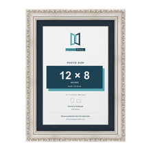 Louis Range Silver Picture, Photo & Poster Frame with Pacific Blue Mount - 14x10" Frame for 12x8" Photo, Silver