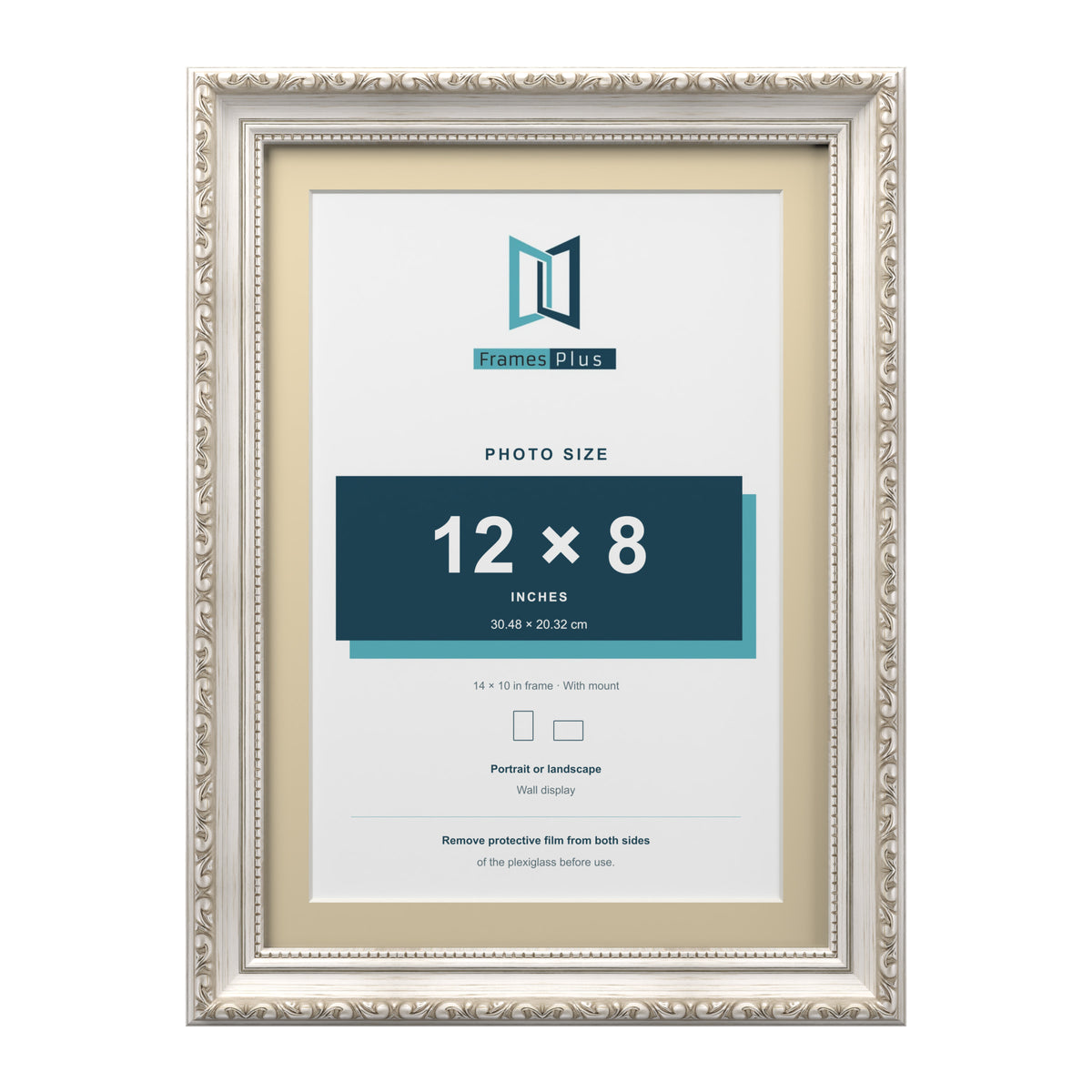 Louis Range Silver Picture, Photo & Poster Frame with Ivory Mount - 14x10" Frame for 12x8" Photo, Silver