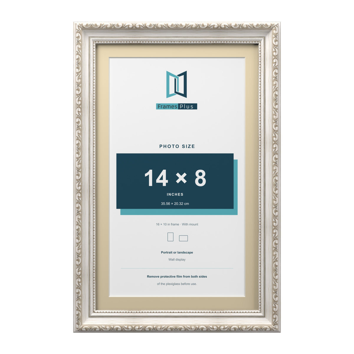 Louis Range Silver Picture, Photo & Poster Frame with Ivory Mount - 16x10" Frame for 14x8" Photo, Silver