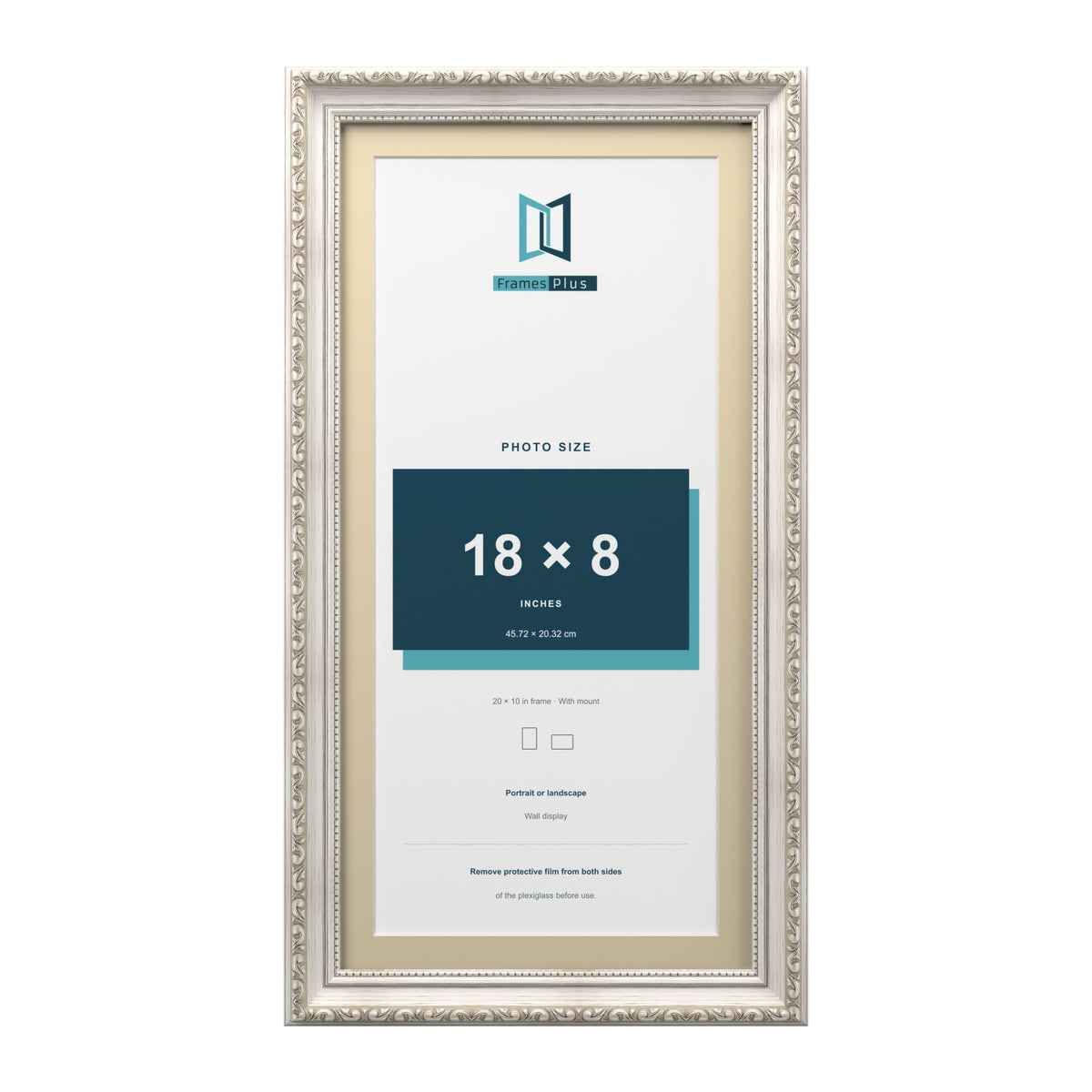 Louis Range Silver Picture, Photo & Poster Frame with Ivory Mount - 20x10" Frame for 18x8" Photo, Silver